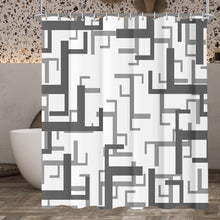 Antischimmel Duschvorhang Blockmuster Textil 180x160cm