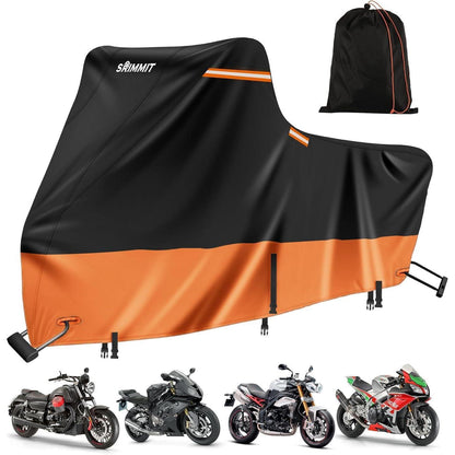 Wasserdichte Motorrad Abdeckung 420D Heavy Duty Schwarz-Orange 2XL