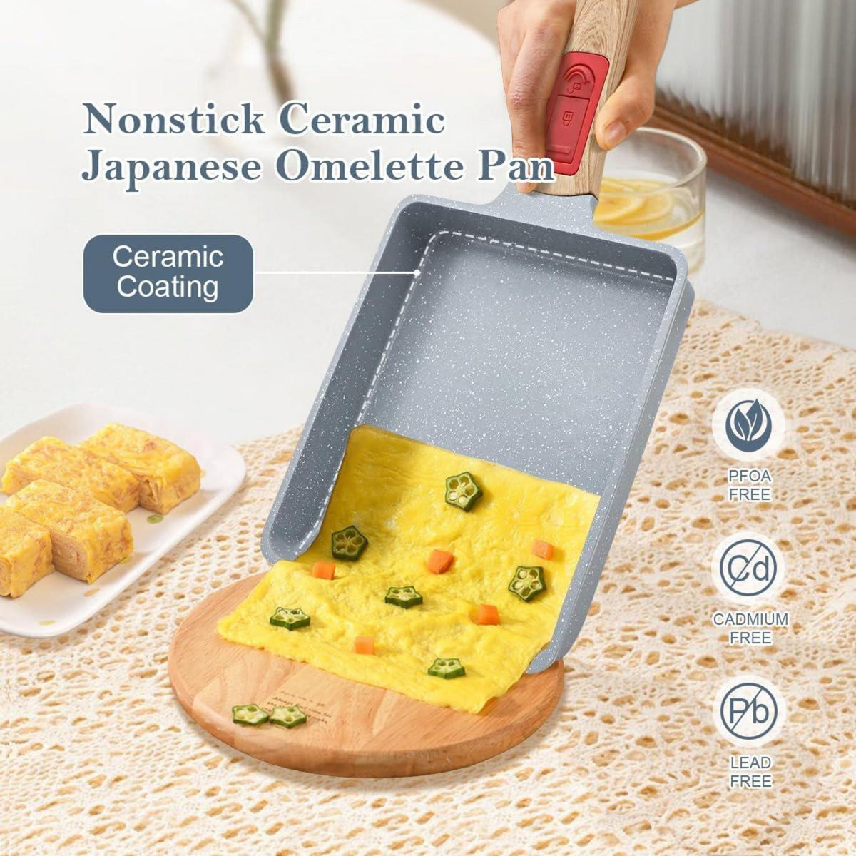 Keramik Tamagoyaki Pfanne Antihaft Abnehmbarer Griff