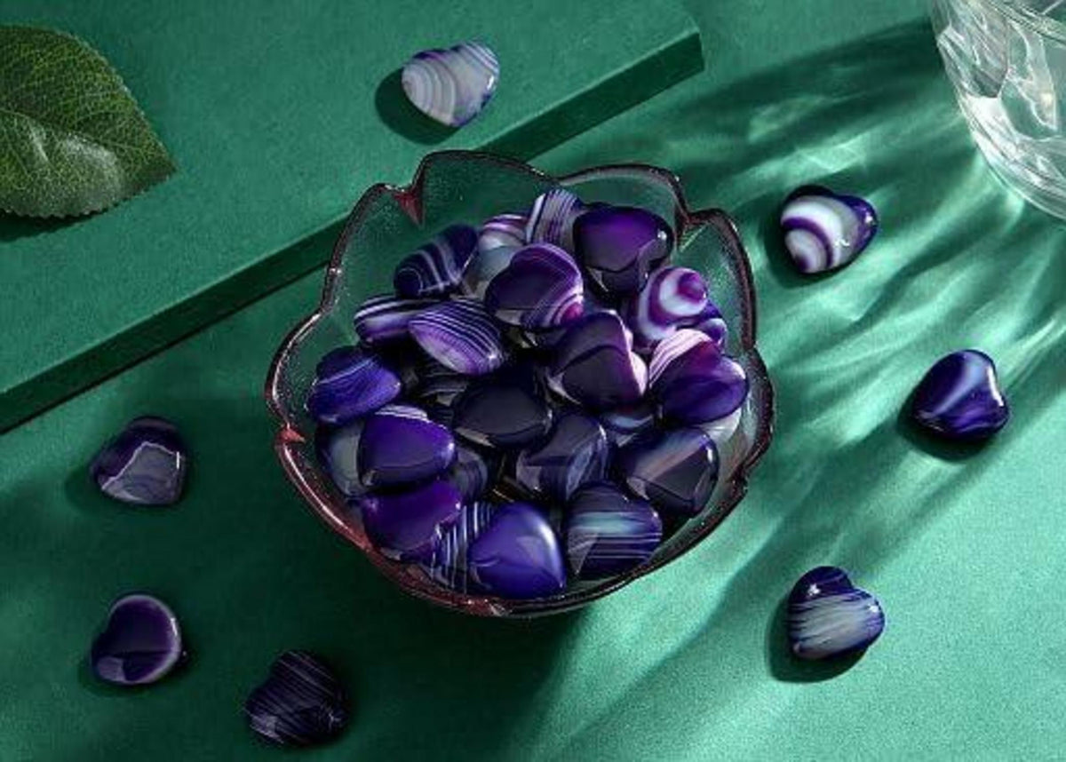 Purple Agate Herzstein 20pcs Natürlicher Heilkristall 20mm