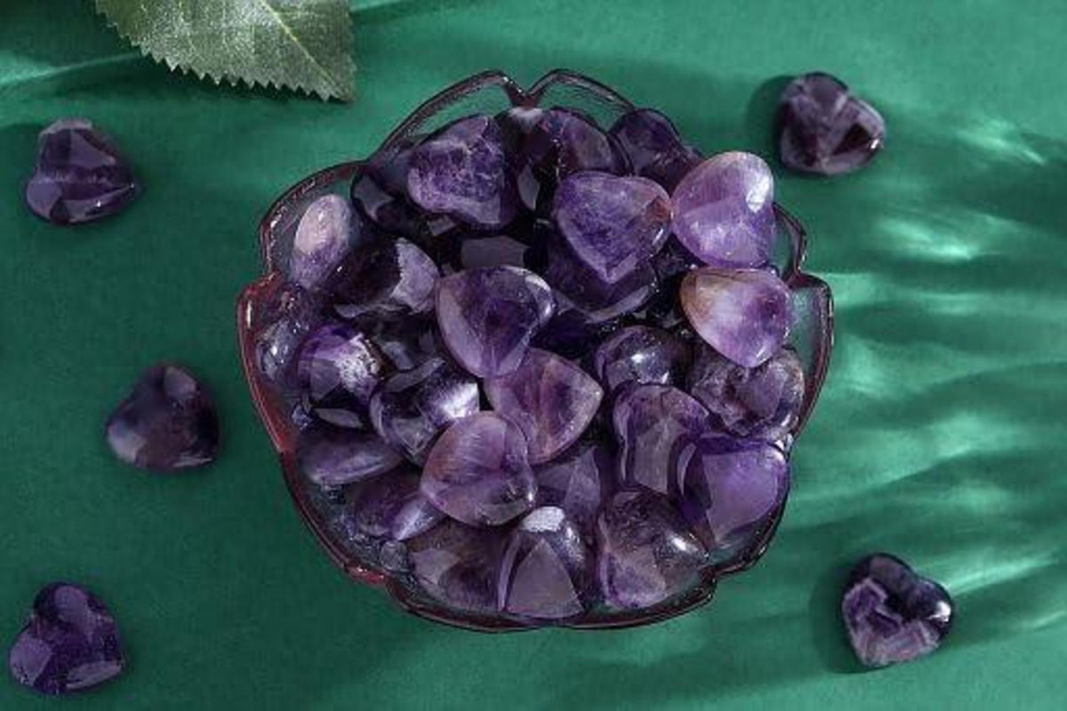 Natürlicher Amethyst Herz Kristall Stein Set 20mm