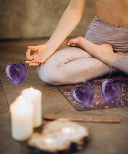 Amethyst Herzstein Set Heilkristall Chakra Reiki Energie 20er_PM