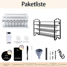 Gewürzregal 3-Ebenen Wand/Stehend 24 Gläser 120ml Etiketten