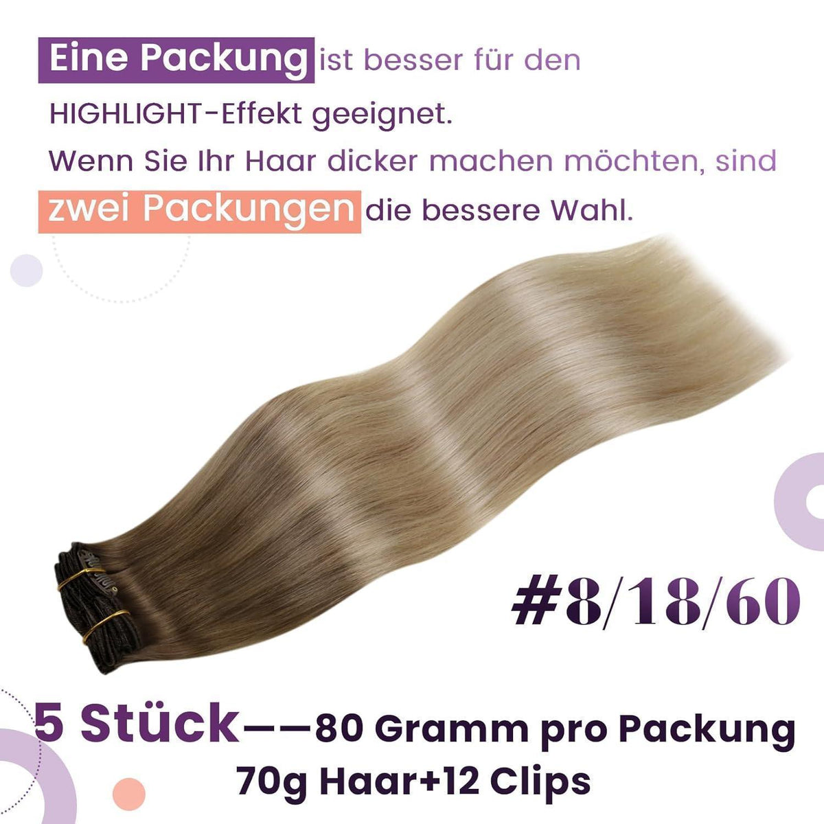 Echthaar Clip-in Extensions Balayage Blond Braun