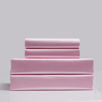 Satin Bettwäsche Set Rosa 135x200cm - 4-teilig, Glänzend & Weich