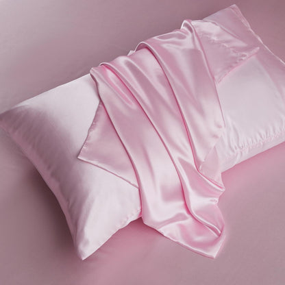 Satin Bettwäsche Set Rosa 135x200cm - 4-teilig, Glänzend & Weich
