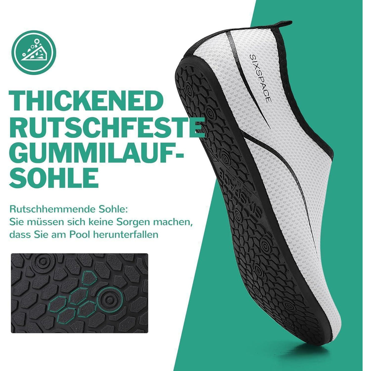 Wasserschuhe Schnell Trocknend Rutschfest für Damen und Herren Weiß