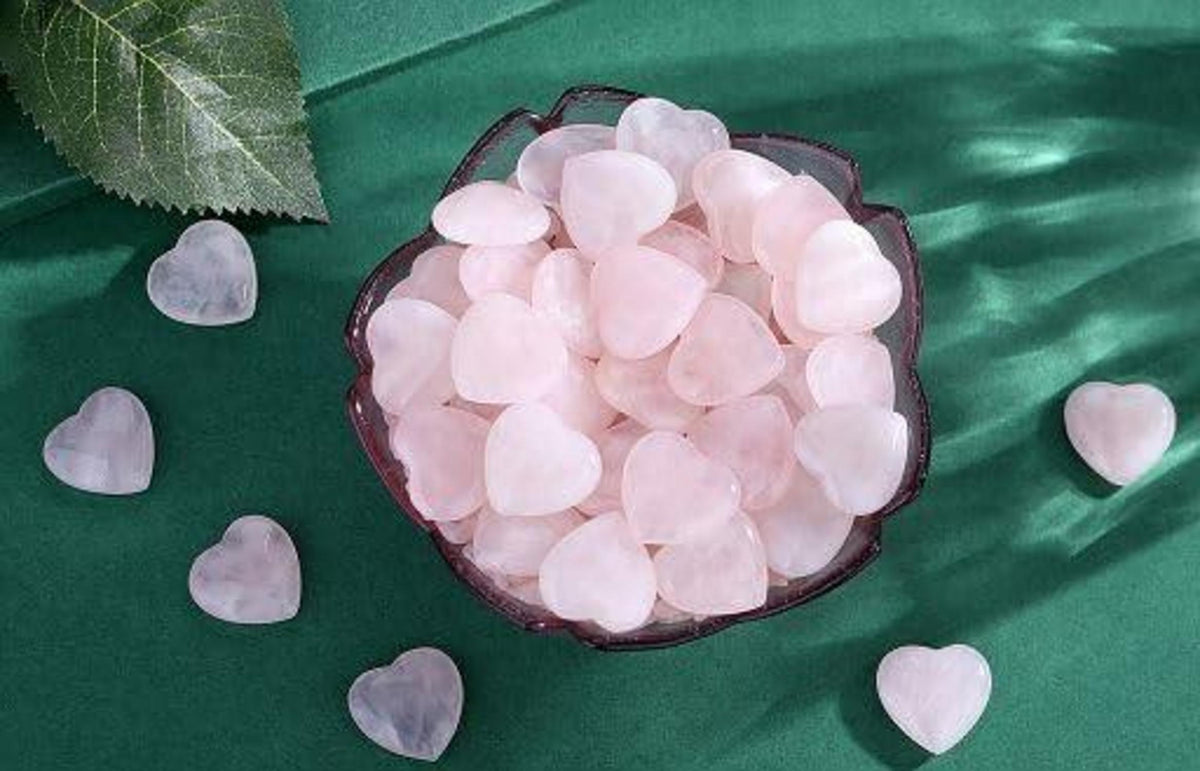 Rosenquarz Herz Stein 20 Stück Heilkristalle Edelsteine Meditations Chakra Reiki 20mm
