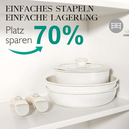 Topfset 11-teilig abnehmbarer Griff Antihaftbeschichtet Induktion
