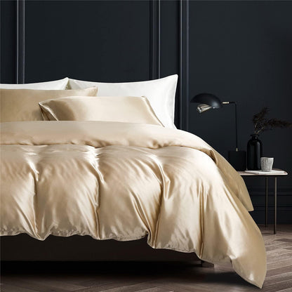 Satin Bettwäsche Set 200x200cm, 3-teilig, Gold, Luxus Gelb