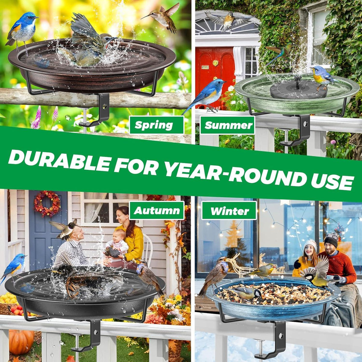 Vogeltränke hängend Vintage-Kupfer für Balkon & Garten