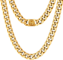 12mm Herren Panzerkette mit Löwe Kopf Cuban Link Chain