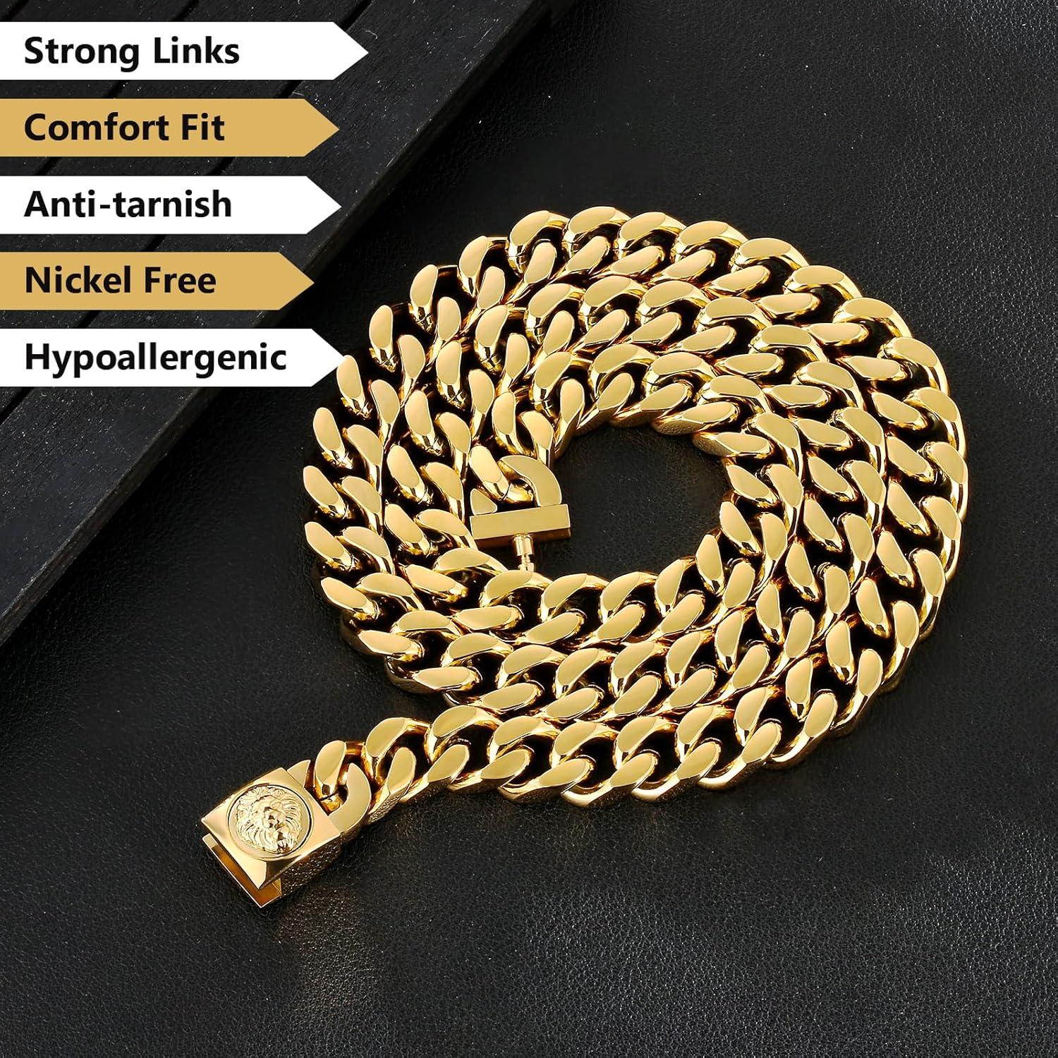 12mm Herren Panzerkette mit Löwe Kopf Cuban Link Chain