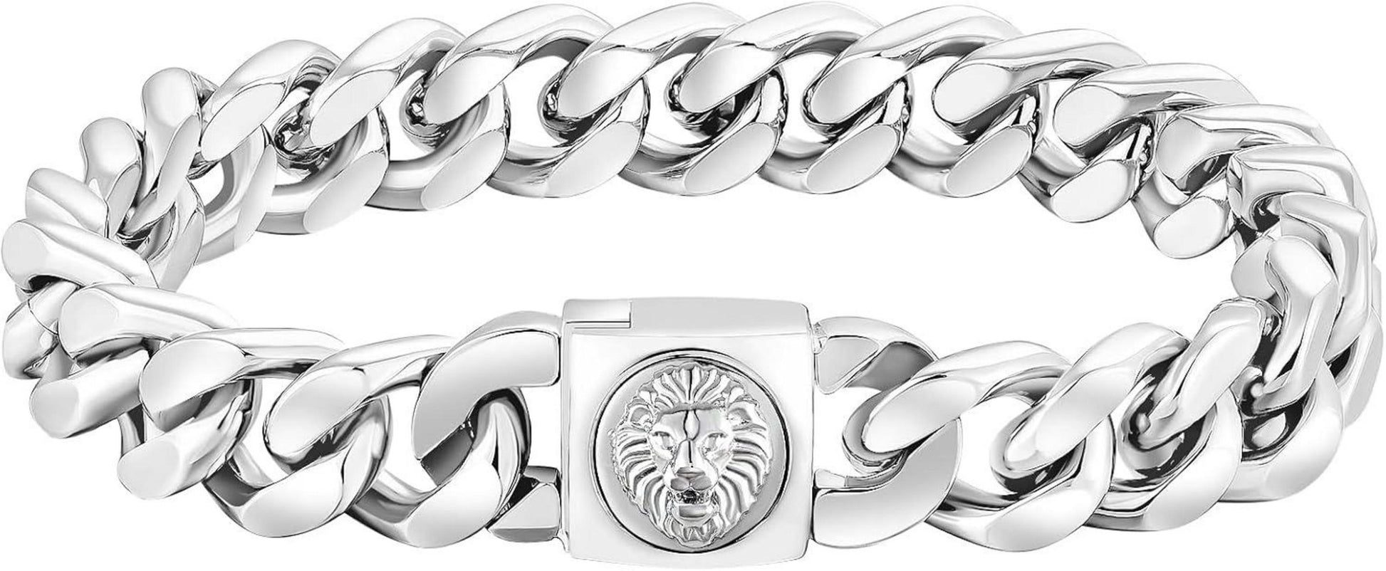 Gold beschichtetes Herren Armband mit Löwe/Totenkopf Verschluss