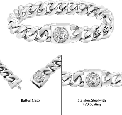 KRKC&CO Herren Armband Löwe Kopf 18K Gold Panzerarmband 12mm<meta