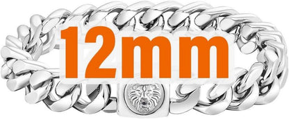Herren Armband 12mm Löwe Totenkopf Verschluss Gold beschichtet Panzerarmband