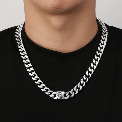 Herren Panzerkette mit Totenkopf Verschluss 12mm Gold