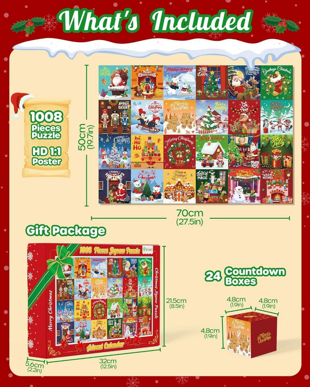 D-FantiX Puzzle Adventskalender Weihnachtspuzzle für Kinder
