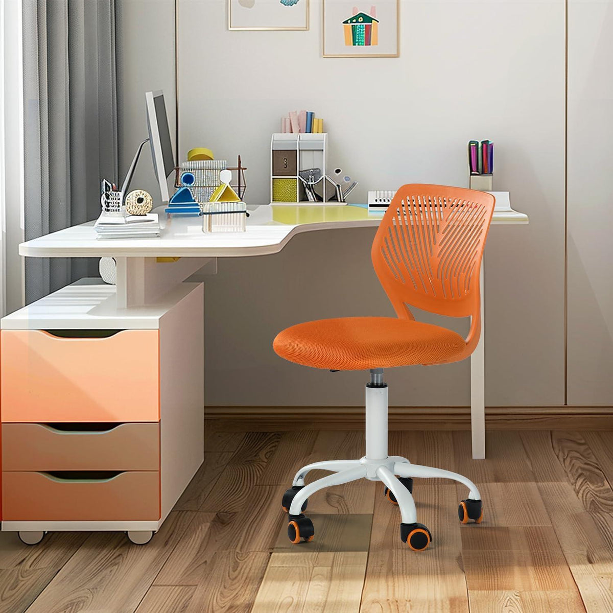 Homy Casa Schreibtischstuhl Orange ergonomisch verstellbar