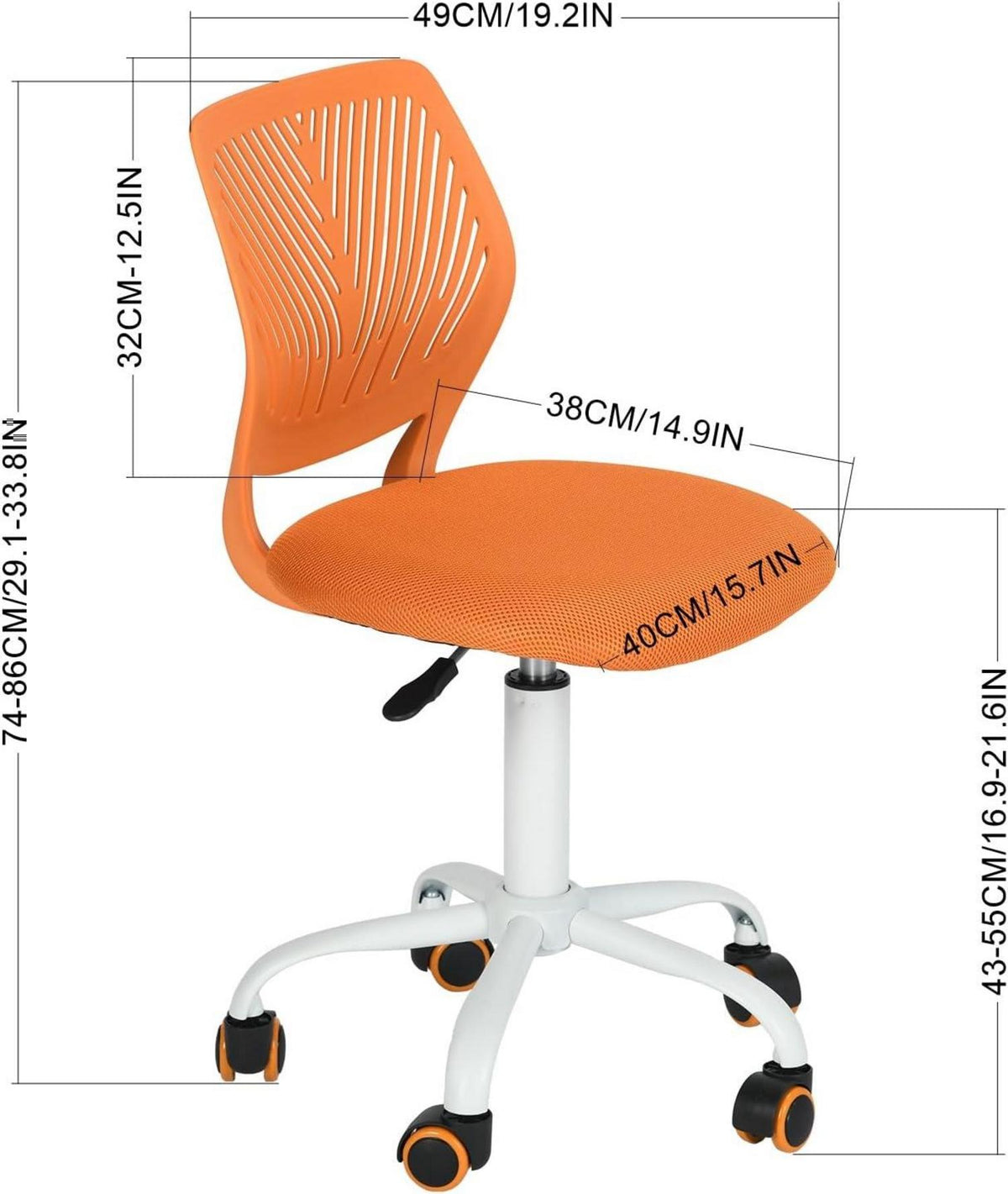 Ergonomischer orange Bürostuhl mit Stoffsitz & verstellbarer Höhe