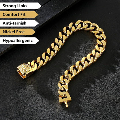 12mm Herren Armband Totenkopf Gold Cuban Armband 18K beschichtet
