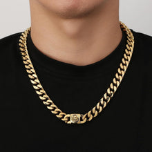 Herren Panzerkette mit Löwe Kopf Verschluss, 18K Gold