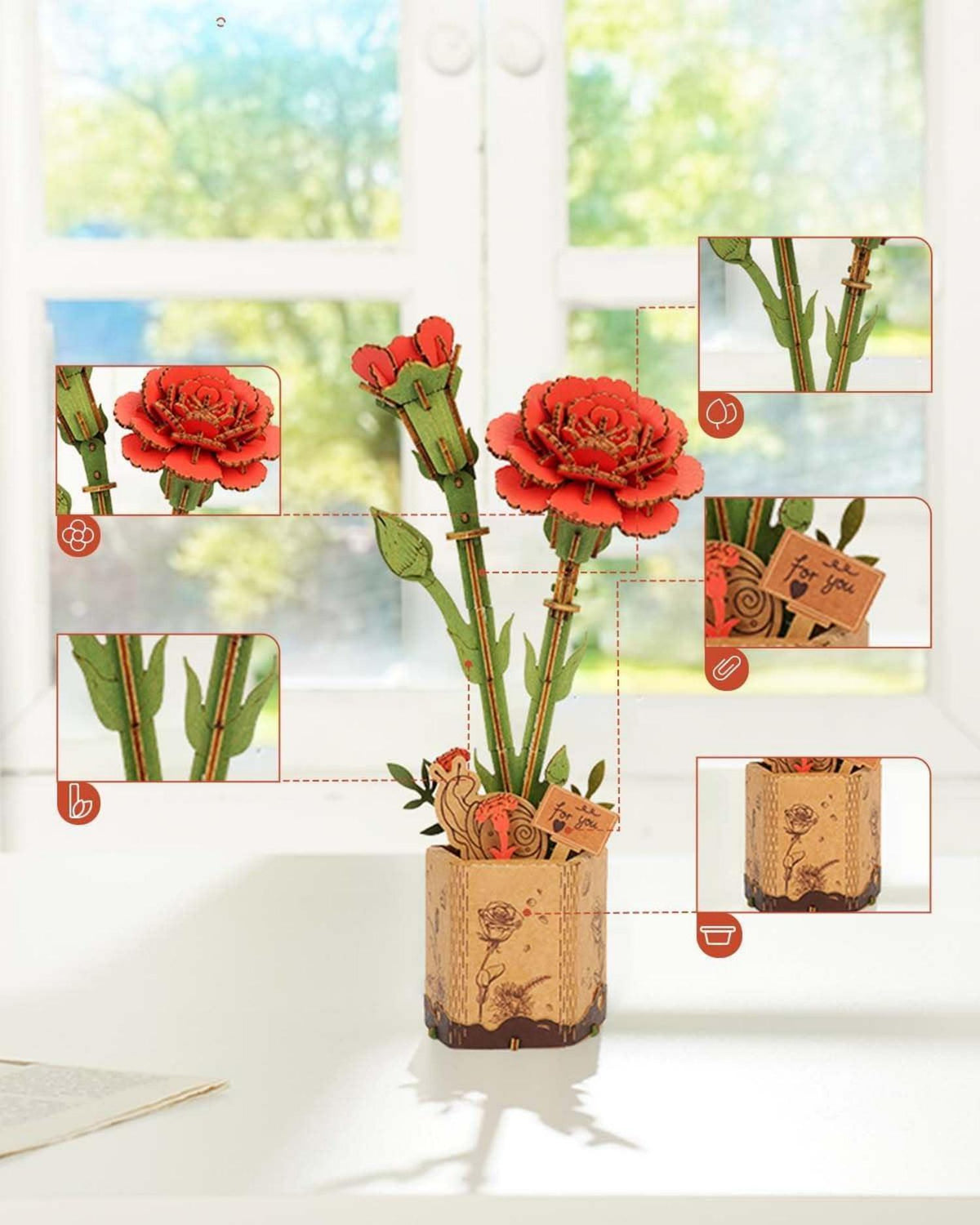 Rolife 3D Puzzle Blumenstrauß hölzernes Blütenmodell Kit für Erwachsene