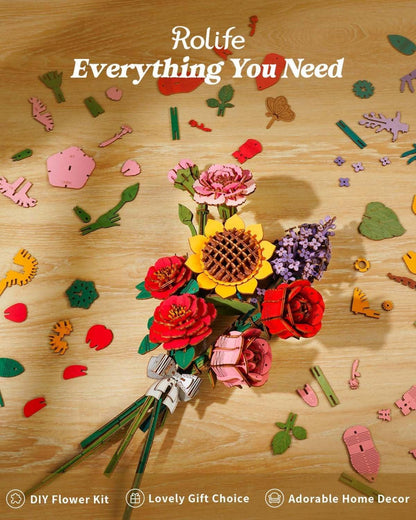 3D Puzzle Blumenstrauß hölzerne Blüten Modell Kits Erwachsene romantische
