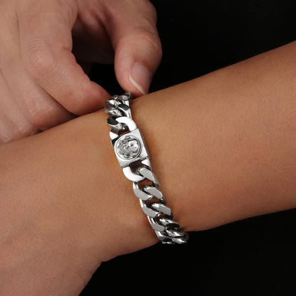Herren Armband 12mm Löwe/Totenkopf Verschluss 18K Gold