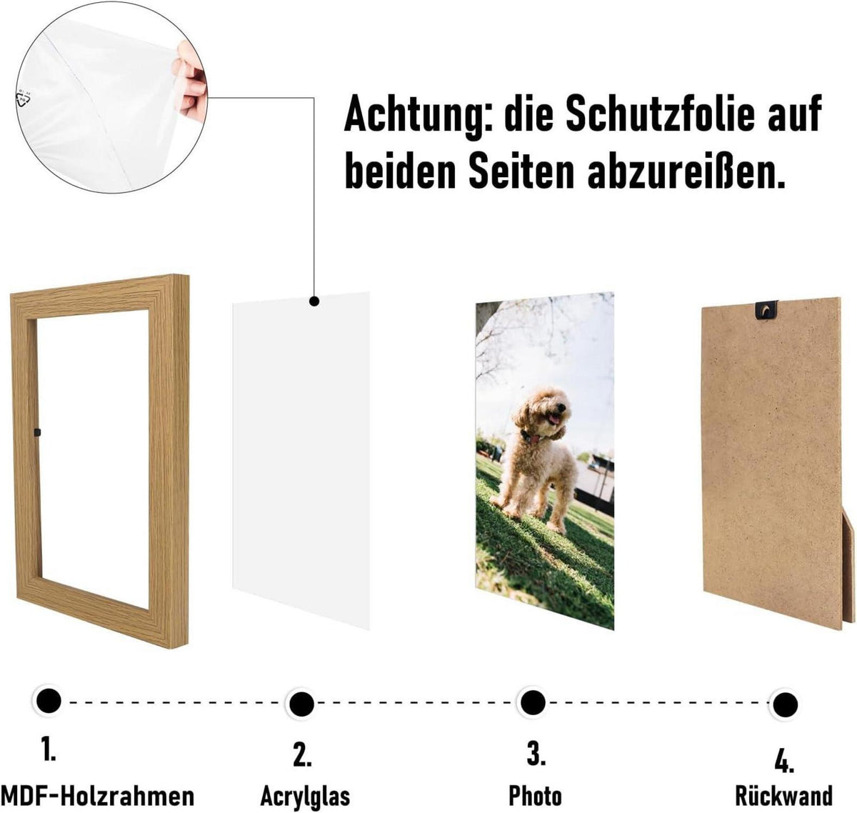 20er Set Bilderrahmen 10x15cm aus MDF Holz Acrylglas Portraitrahmen