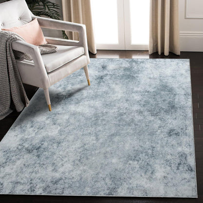 Weicher Kurzflor Teppich 120x160cm Grau Weiß Modern Abstrakt