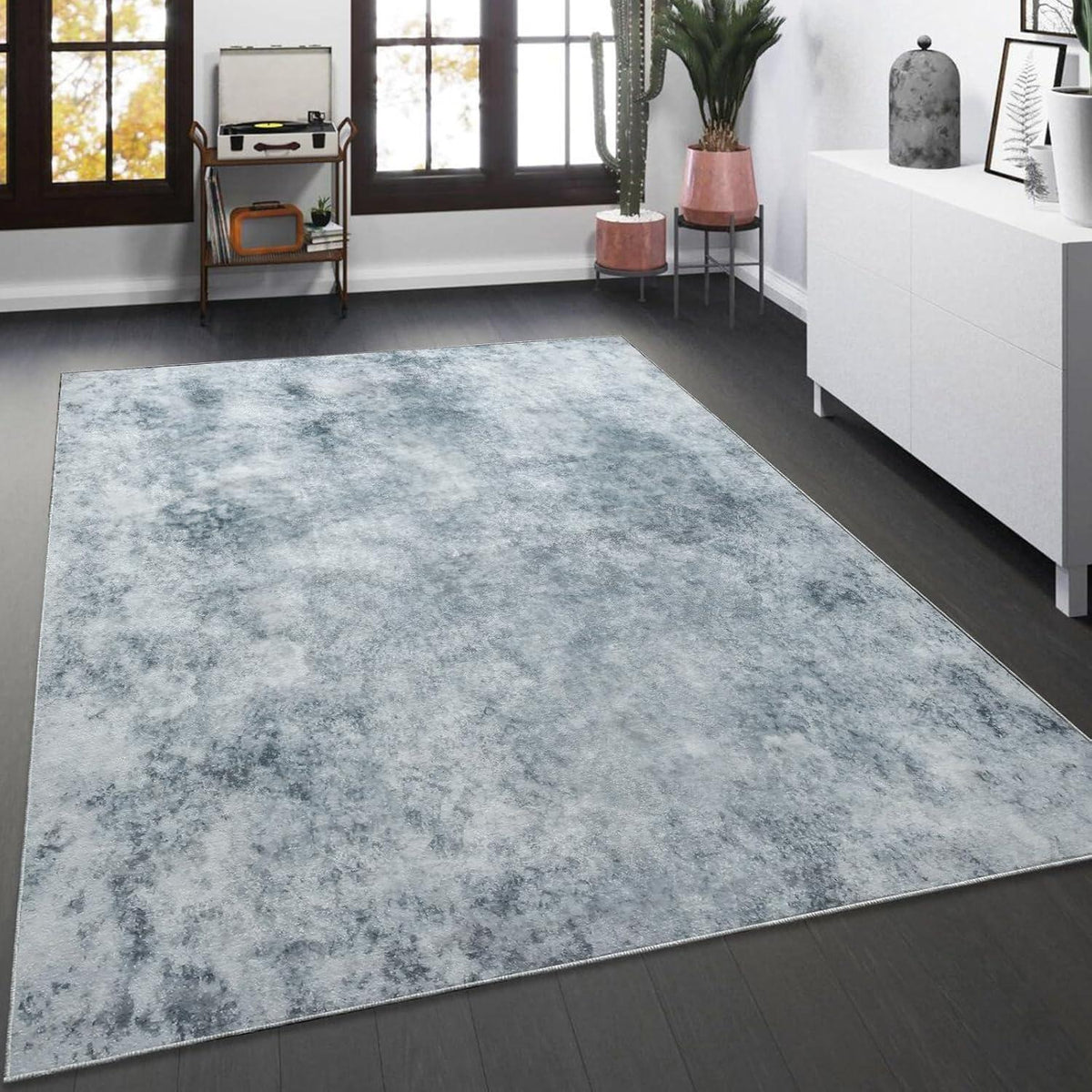Teppich Grau Weiß Abstrakt Modern Kurzflorig 120x160cm