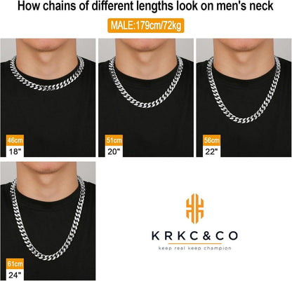 12mm Herren Panzerkette mit Löwe Totenkopf Verschluss 18K Gold Cuban Link Chain