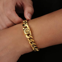 Herren Armband Löwe Totenkopf Verschluss 18K Gold