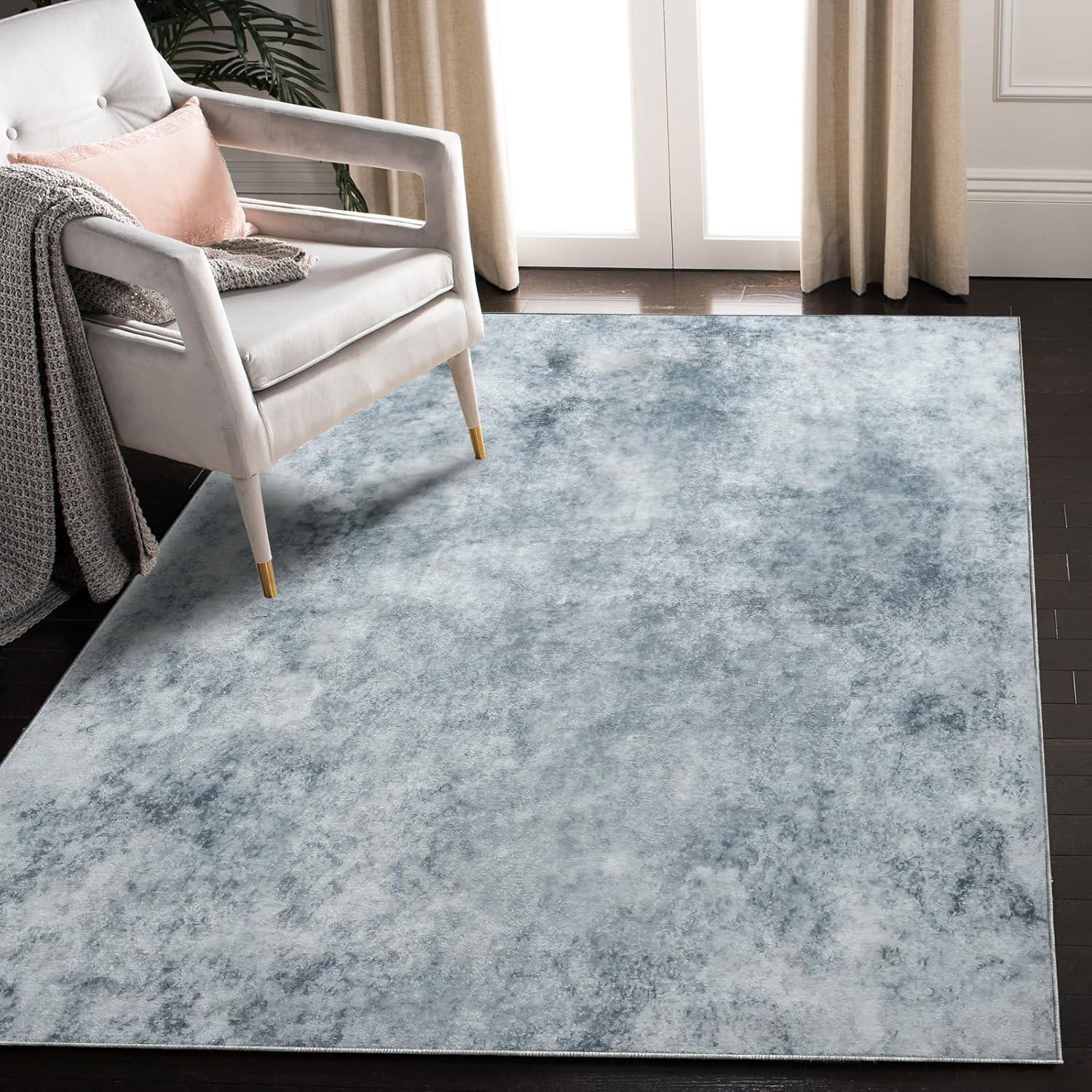 Abstrakter Kurzflorteppich Grau Weiß für Wohnzimmer 60x120cm