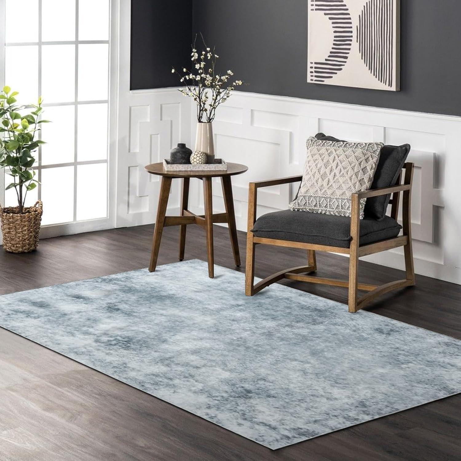 Abstrakter Kurzflorteppich Grau Weiß für Wohnzimmer 60x120cm