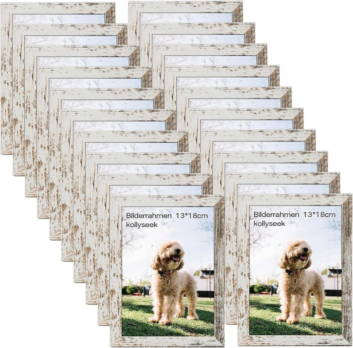 Bilderrahmen 20er Set 13x18 cm MDF Acrylglas Weiss Portraitrahmen