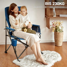 XL Campingstuhl faltbar 230kg belastbar mit Getränkehalter Blau