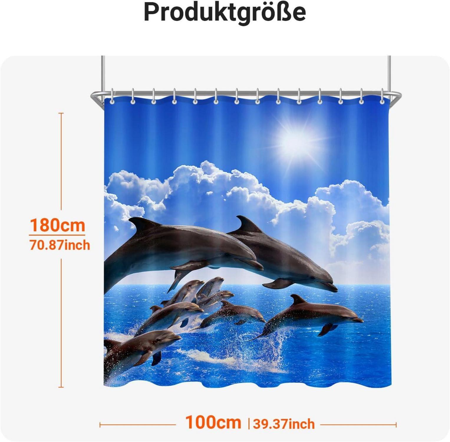 Duschvorhang Delphin 100x180cm Wasserabweisend Waschbar Antischimmel