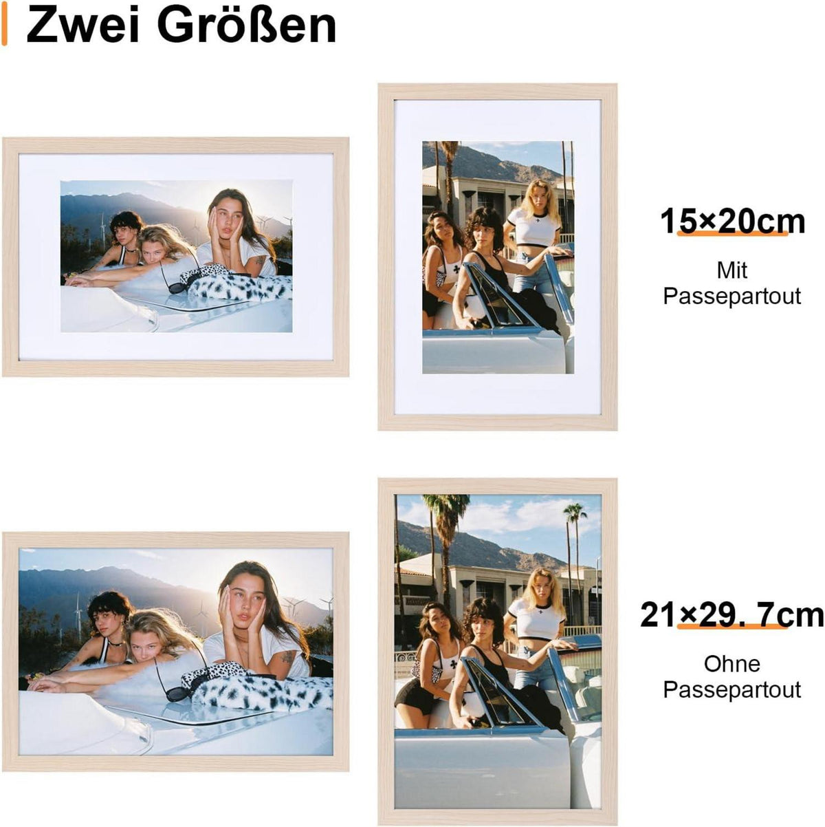 Bilderrahmen DIN A4 2er Set Posterrahmen mit Passepartout