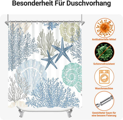 Duschvorhang Unterwasseralgen 180x180 Antischimmel Wasserabweisend 1er Pack