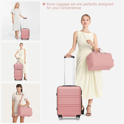 4-teiliges Hartschalen-Kofferset mit TSA-Schloss, Rosegold