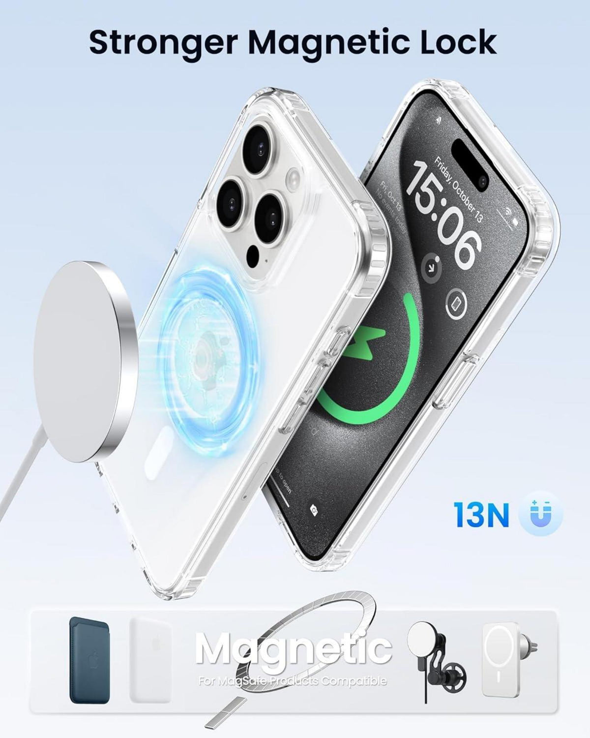 iPhone 15 Pro Max Hülle MagSafe kompatibel Anti-Vergilbung durchsichtig 6,7 Zoll