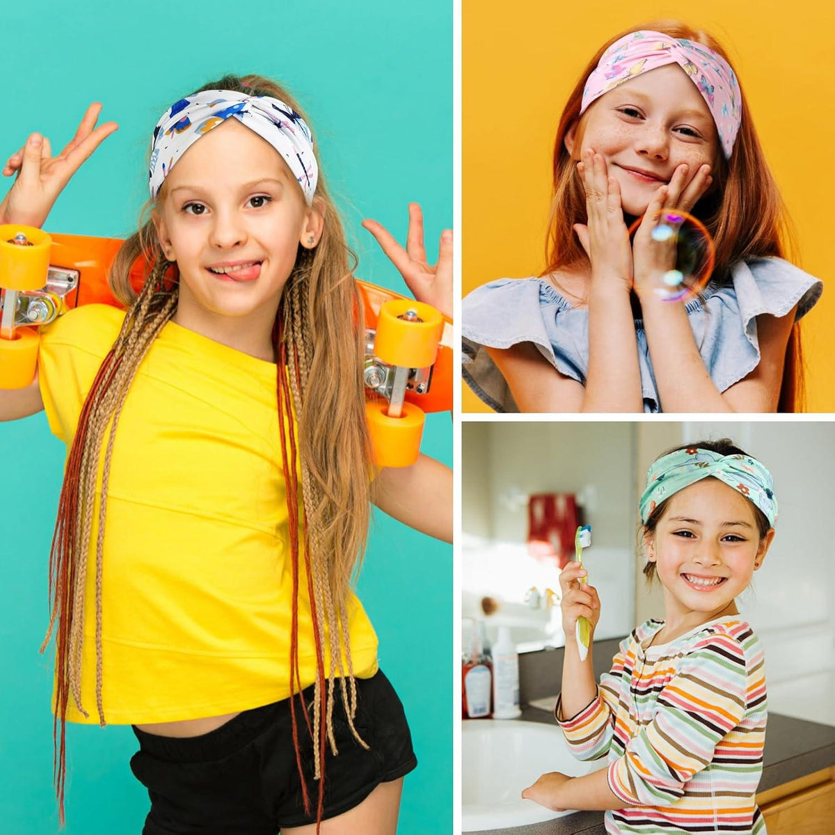6er Set Kinder Stirnbänder Schmetterling Haarreif 5-15 Jahre 6 Styles