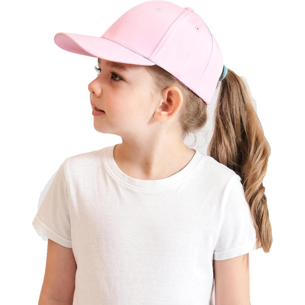 Baseballkappe Pferdeschwanz für Mädchen – Rosa, UV-Schutz, Atmungsaktiv