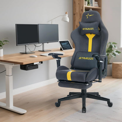 STARUZI Gaming Stuhl Schwarz Grau Ergonomisch 150kg
