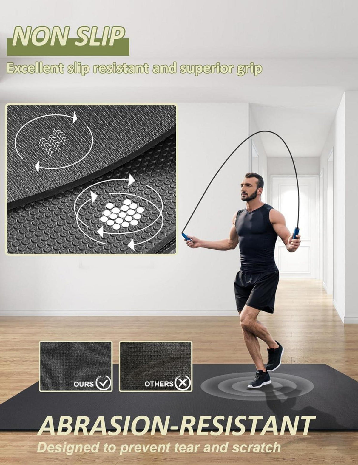 Bodenschutzmatte Fitnessgeräte rutschfest 213x152x0,7cm Schwarz