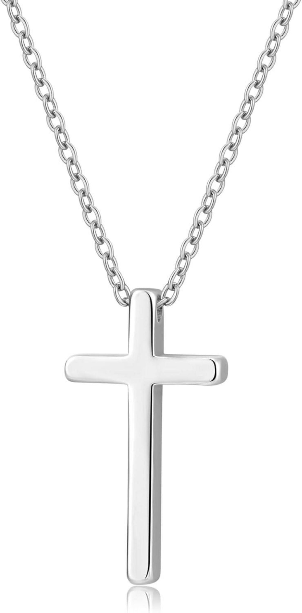 Kreuz Kette Damen Silber Anhänger Halskette Gold Glänzend