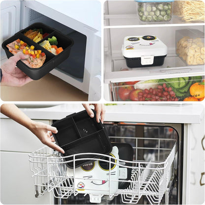 Brotdose Kinder mit Fächern Auslaufsicher Lunchbox Bento Box für Mädchen Jungen
