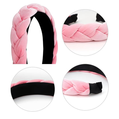 Samt Haarband Damen Geflochten Elastisch Criss Cross Rosa